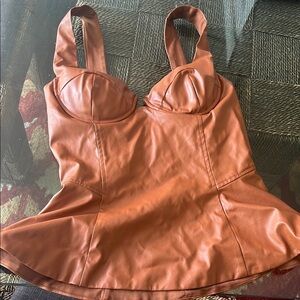 Women's Brown Leather Top